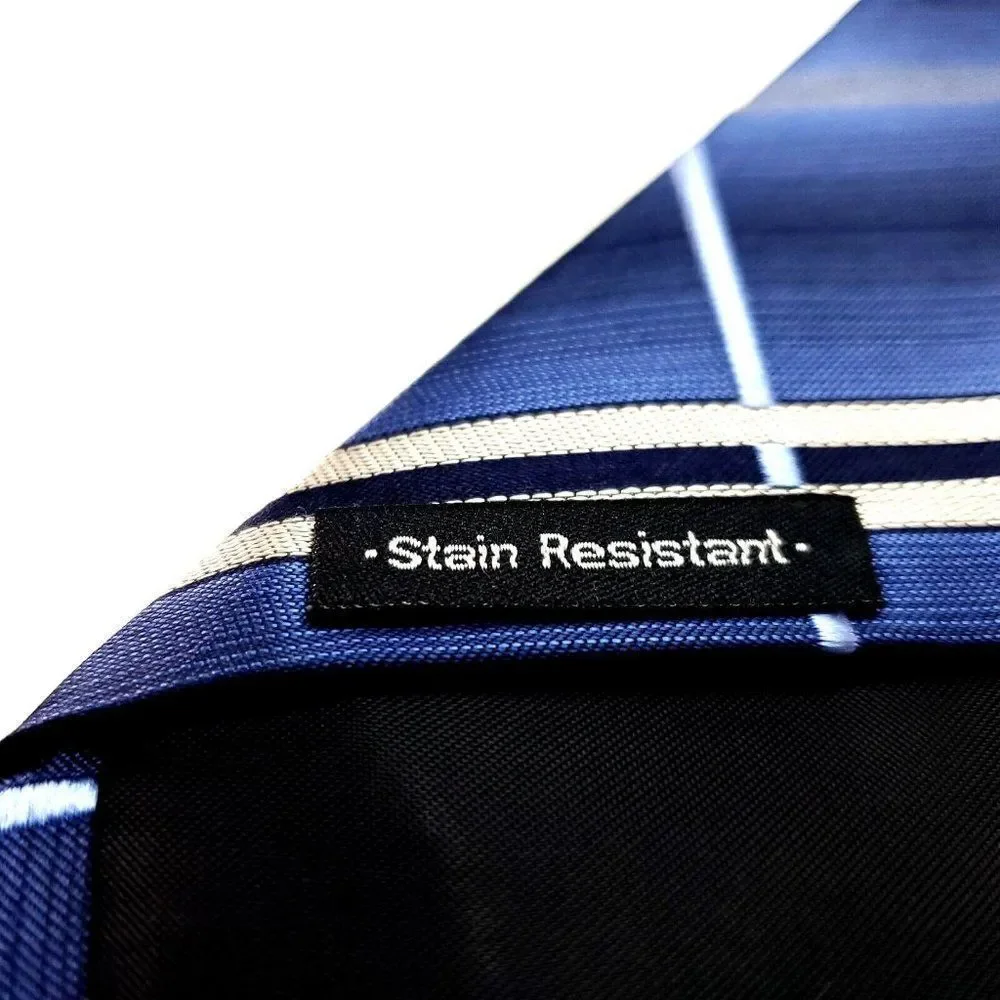 Van Heusen Blue Silk Tie Woven Gingham Plaid Stain Resistant‎